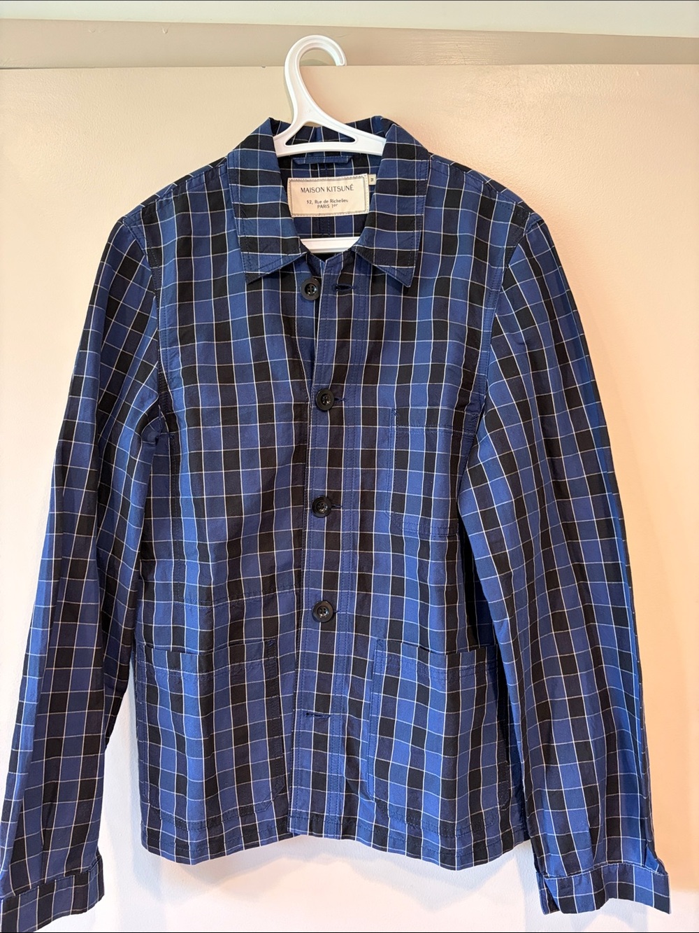 MAISON KITSUNÉ Blue Plaid Button-Up Shirt Jacket